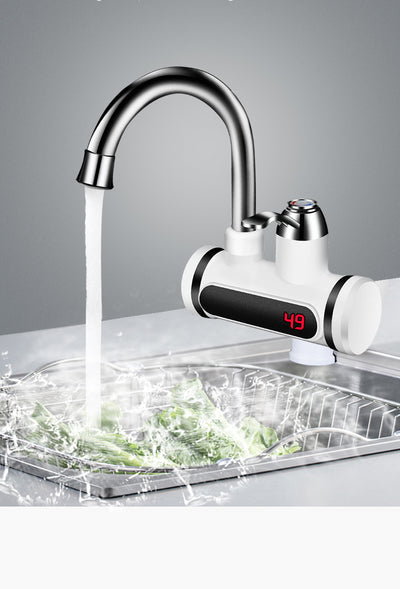 White smart faucet with temperature display